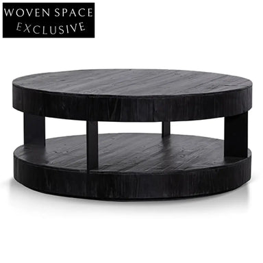 Arisha 100cm Round Coffee Table - Full Black
