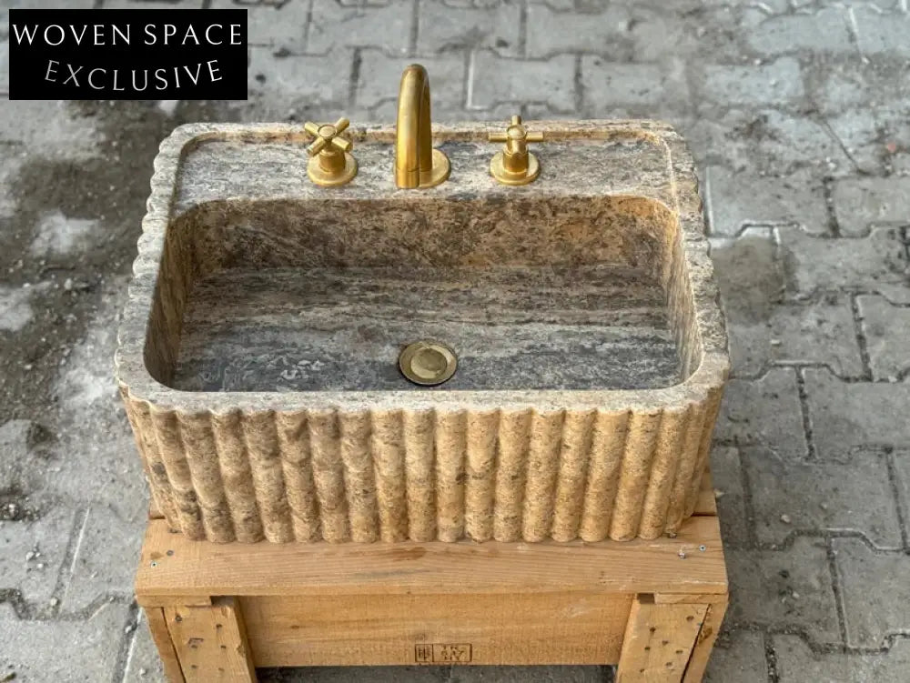 Arnauld Travertine Ribbed Marble Sink