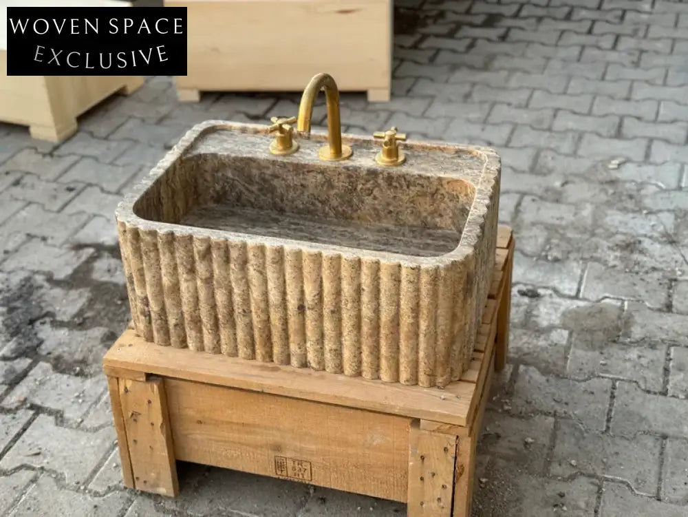 Arnauld Travertine Ribbed Marble Sink