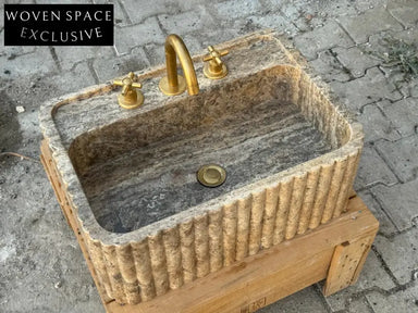 Arnauld Travertine Ribbed Marble Sink
