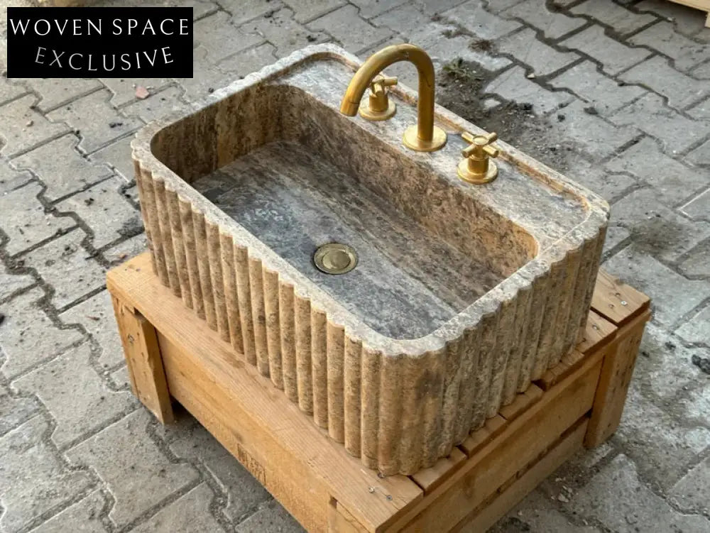 Arnauld Travertine Ribbed Marble Sink