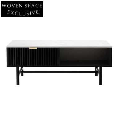 Artiss Coffee Table Drawer Storage Shelf Black Coffee Tables