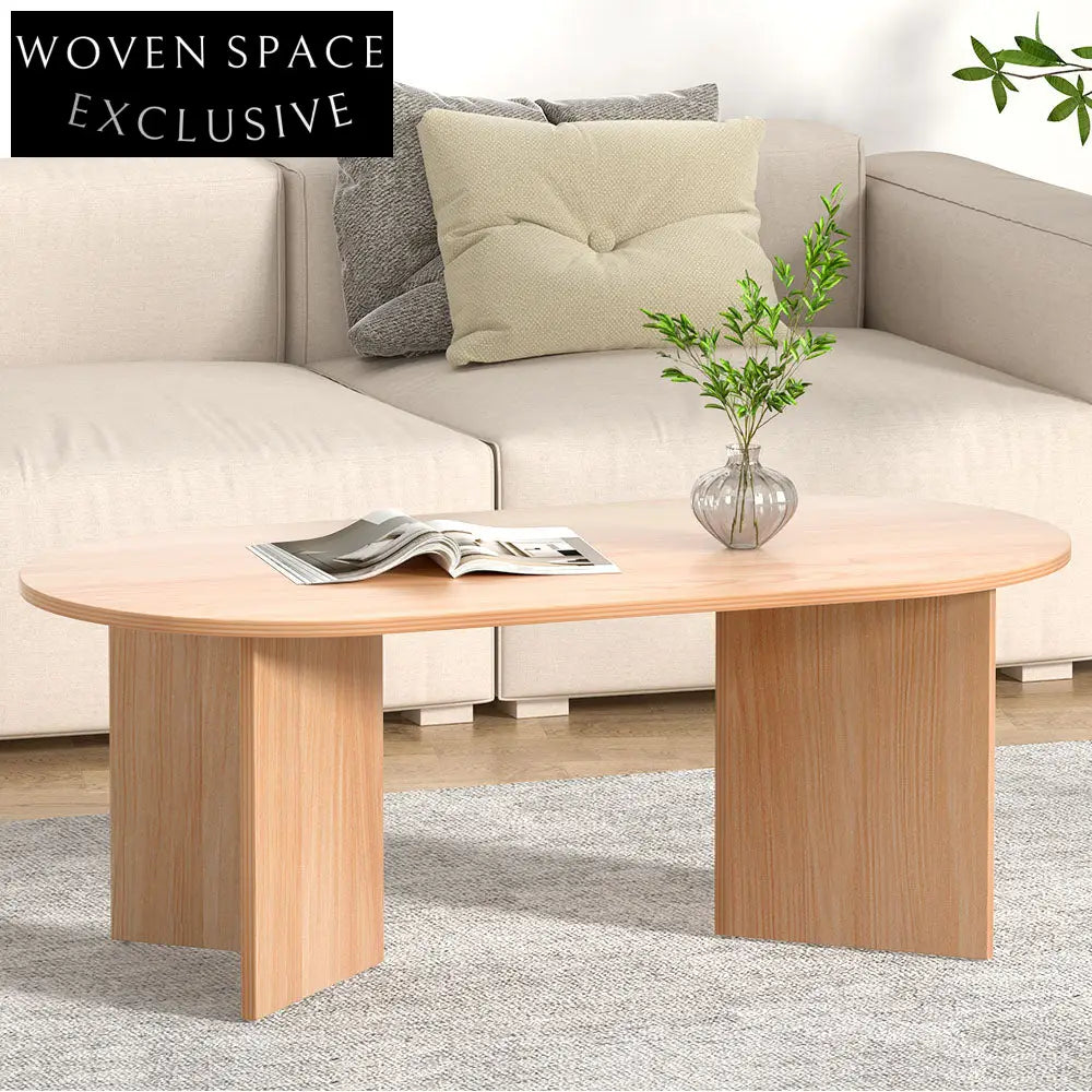 Artiss Coffee Table Oval 110CM Pine Alva Coffee Tables