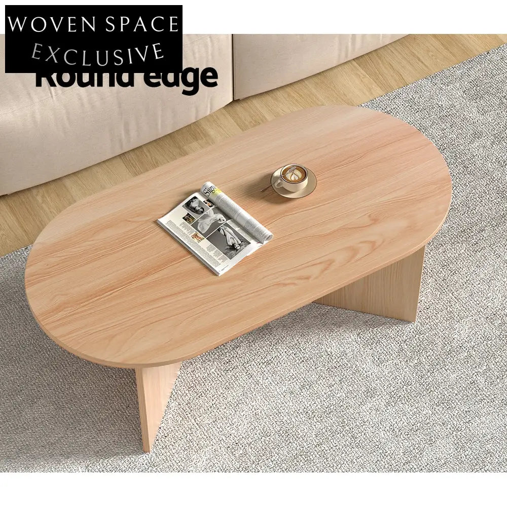 Artiss Coffee Table Oval 110CM Pine Alva Coffee Tables