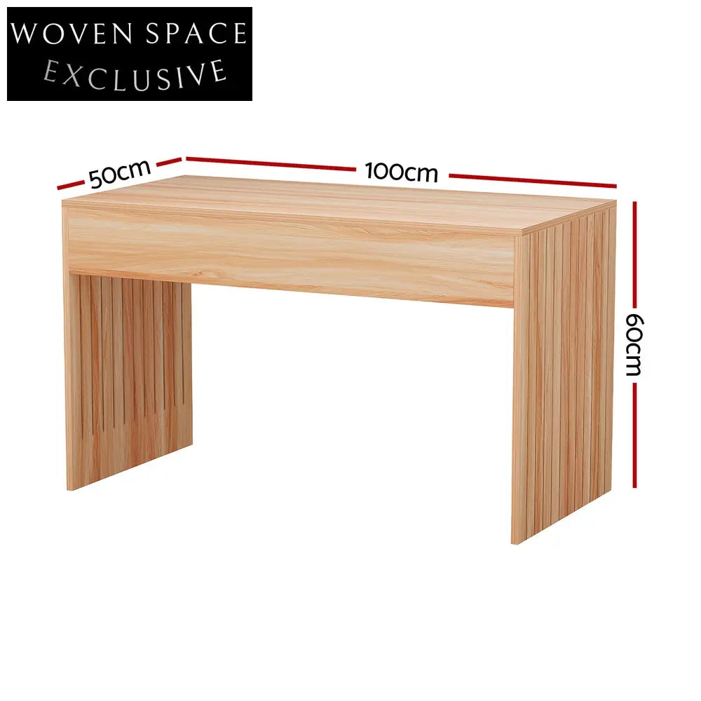 Artiss Coffee Table Rectangle Fluted Side 100CM Coffee Tables