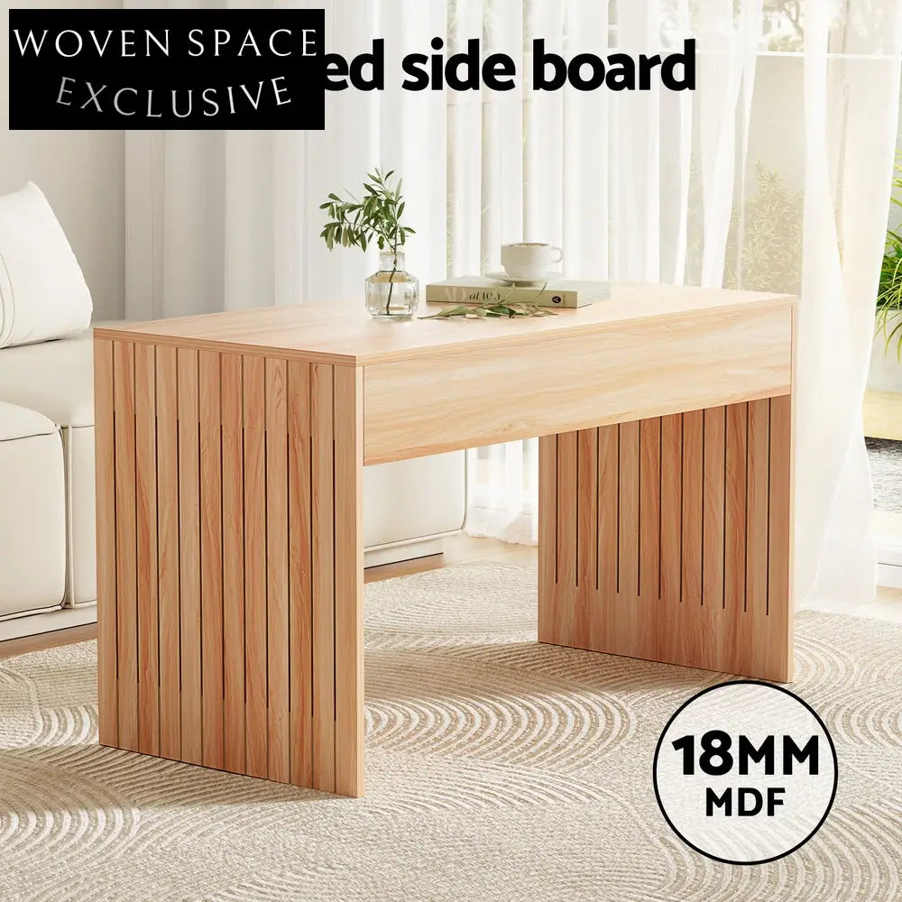 Artiss Coffee Table Rectangle Fluted Side 100CM Coffee Tables