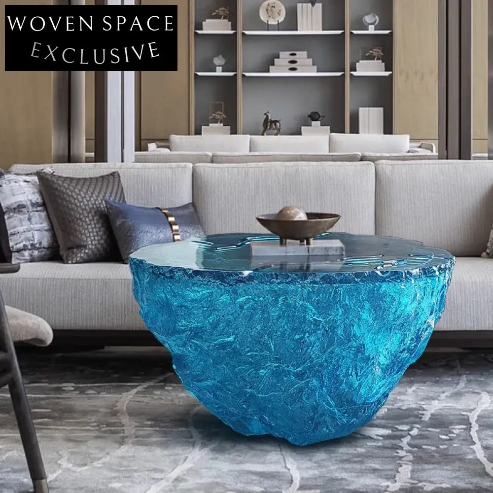 Artistic Clear Resin Ice Looked Modern Living Room Round Coffee Table