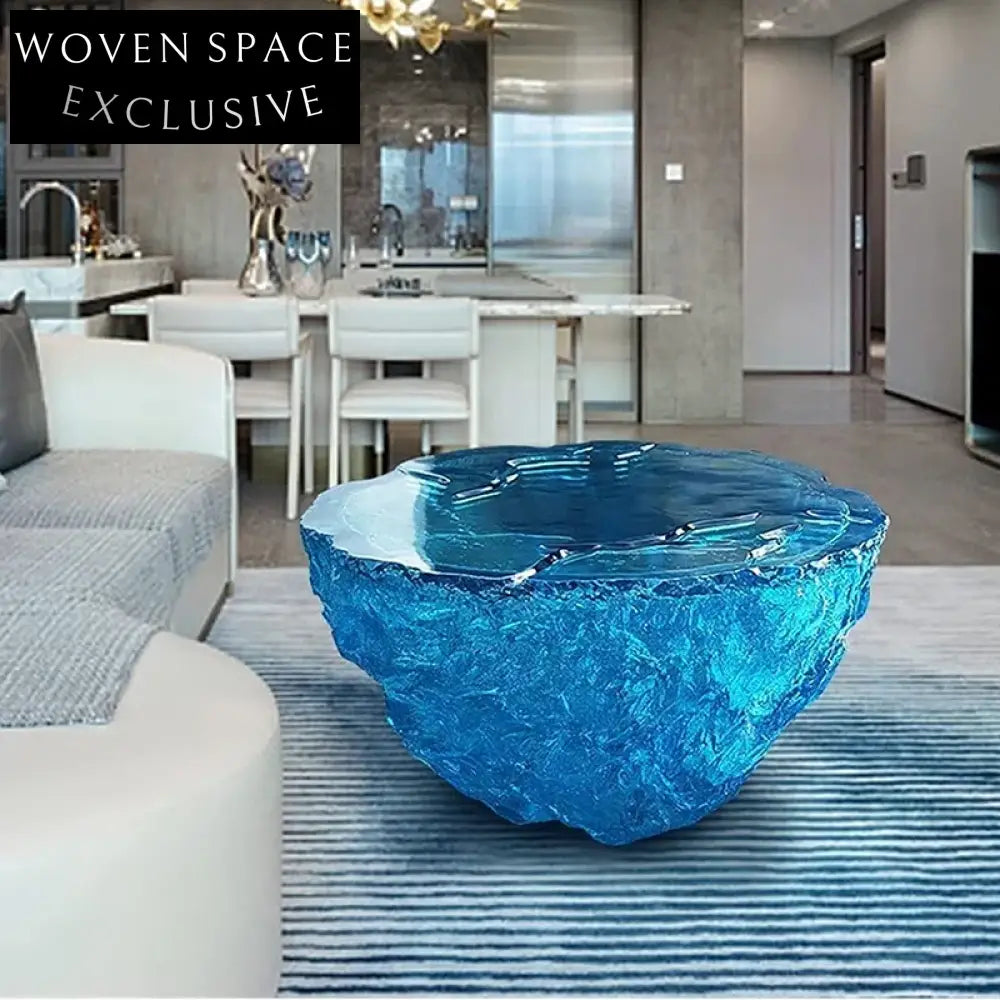 Artistic Clear Resin Ice Looked Modern Living Room Round Coffee Table