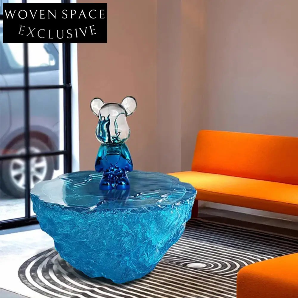 Artistic Clear Resin Ice Looked Modern Living Room Round Coffee Table