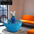 Artistic Clear Resin Ice Looked Modern Living Room Round Coffee Table