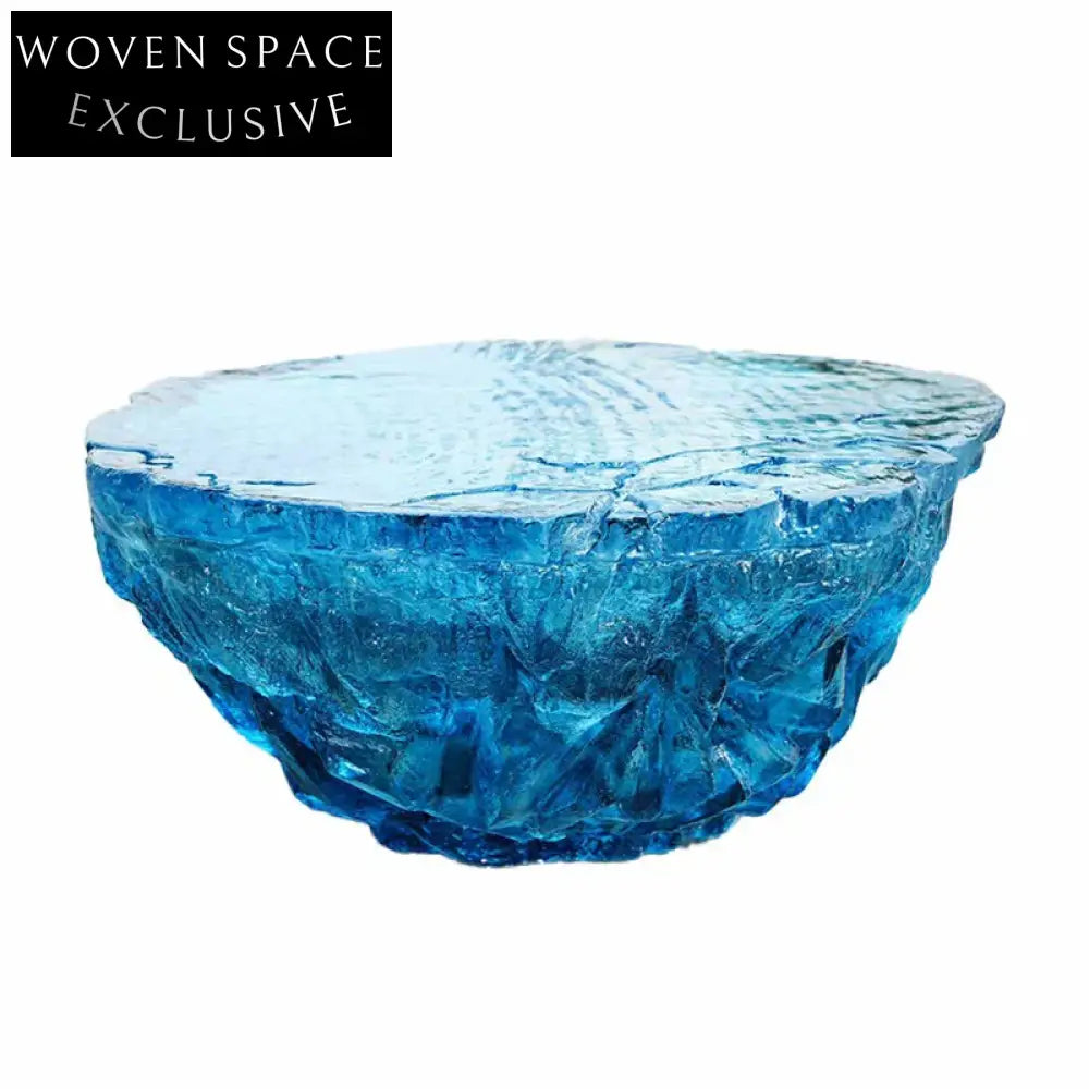 Artistic Clear Resin Ice Looked Modern Living Room Round Coffee Table