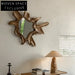 Artistic Teak Wood Framed Irregular Star Wall Mounted Decorative Home Mirror