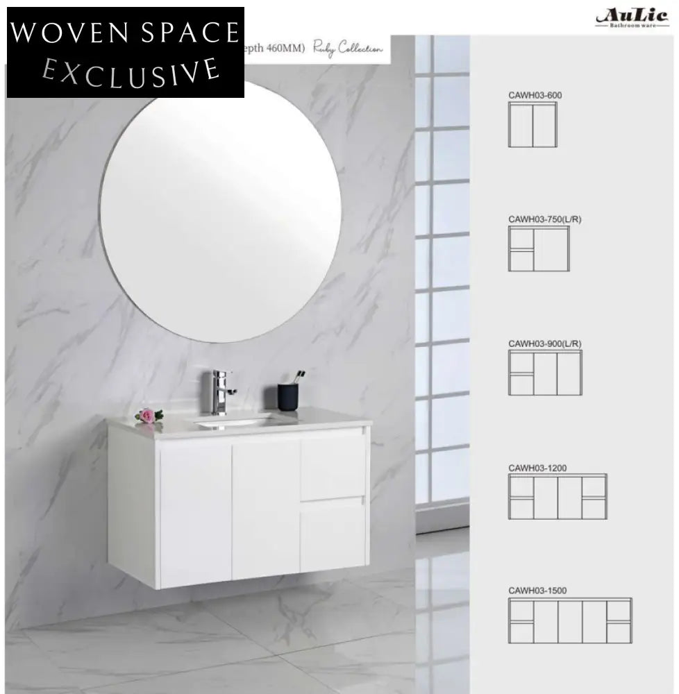 Aulic Alice Wall Hung Finger Pull Vanity Vanities