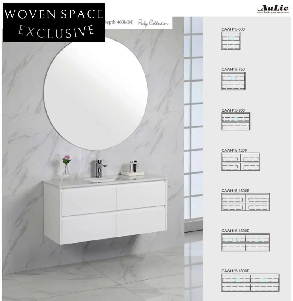 Aulic Leona Wall Hung Finger Pull Vanity Vanities