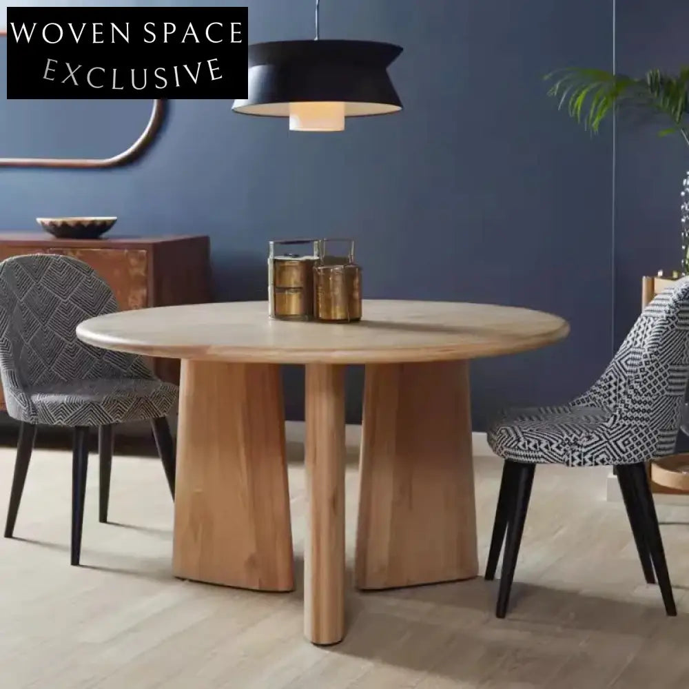 Authentic Wabi-Sabi Solid Wood Round Dining Table for Modern Homes