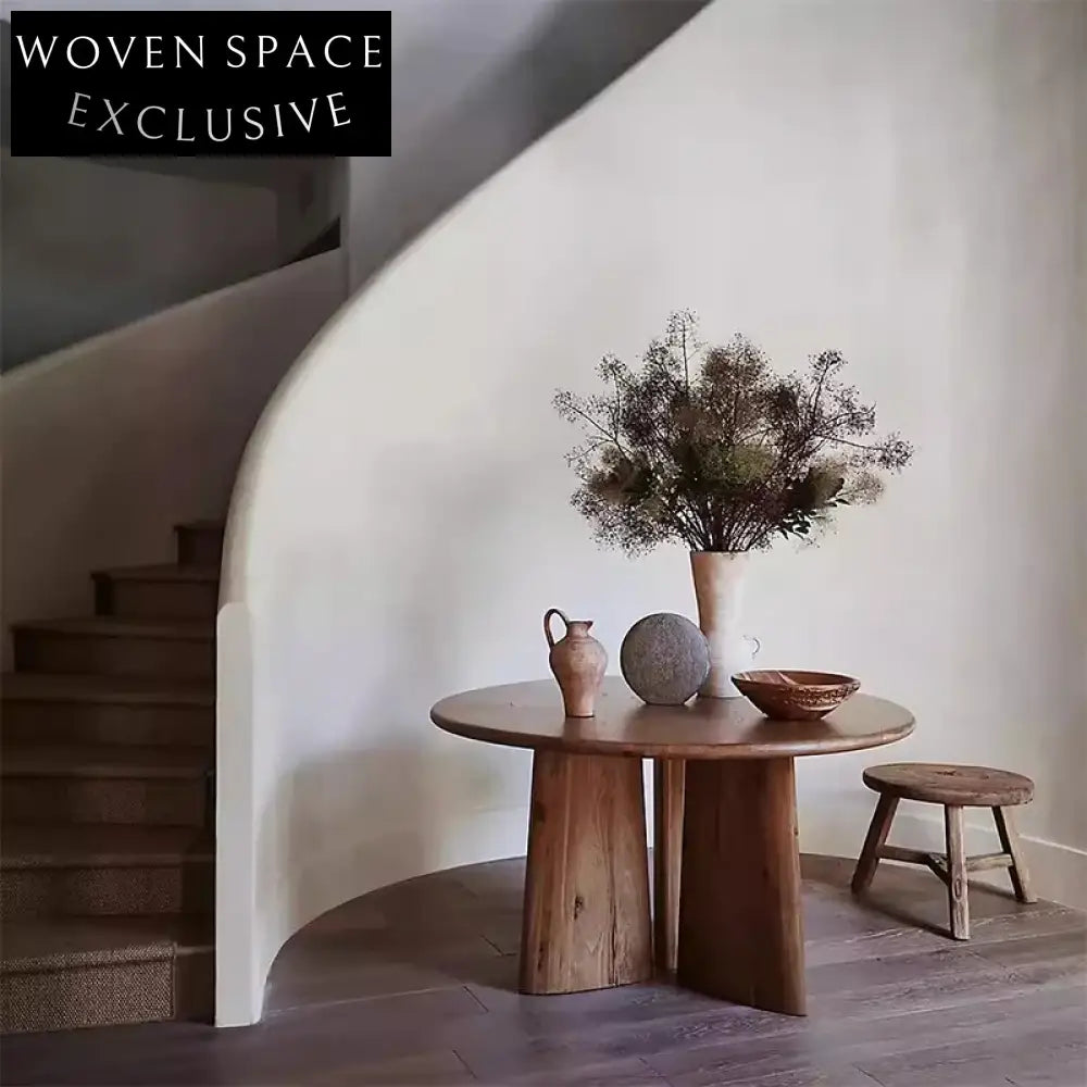 Authentic Wabi-Sabi Solid Wood Round Dining Table for Modern Homes