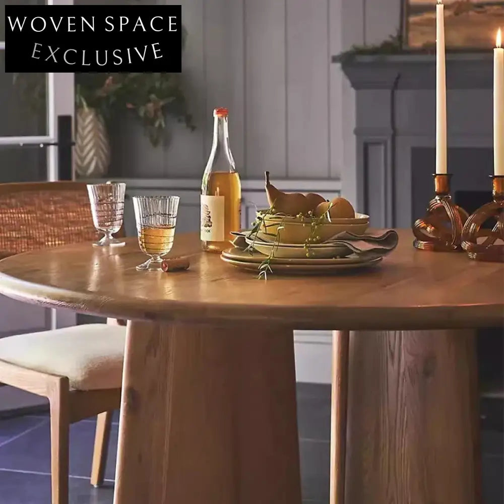 Authentic Wabi-Sabi Solid Wood Round Dining Table for Modern Homes