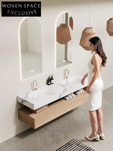 Avi Black Gold Marble Double Basin