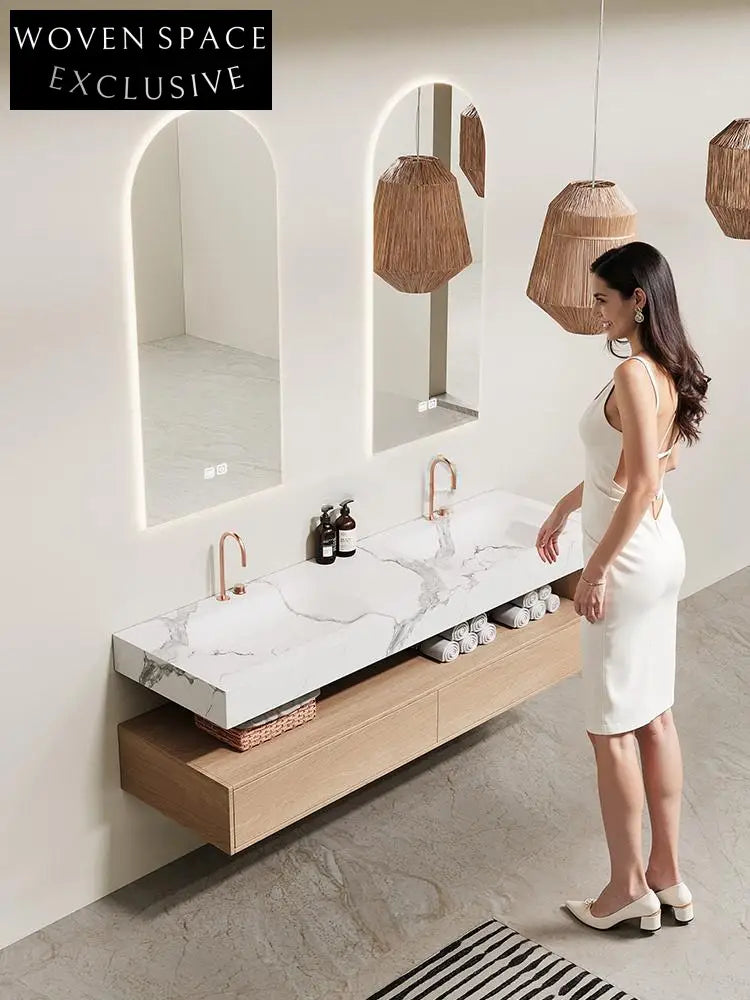 Avi Black Gold Marble Double Basin