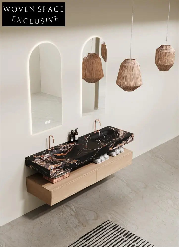 Avi Black Gold Marble Double Basin