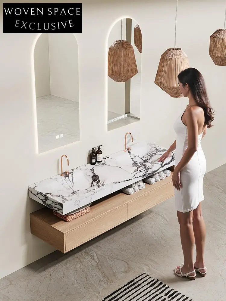 Avi Black Gold Marble Double Basin