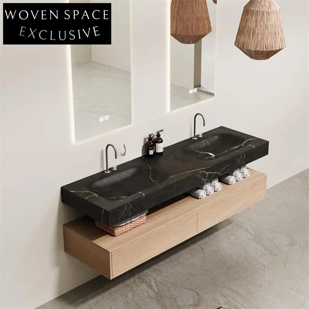 Avi Black Gold Marble Double Basin