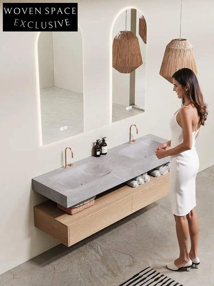 Avi Black Gold Marble Double Basin