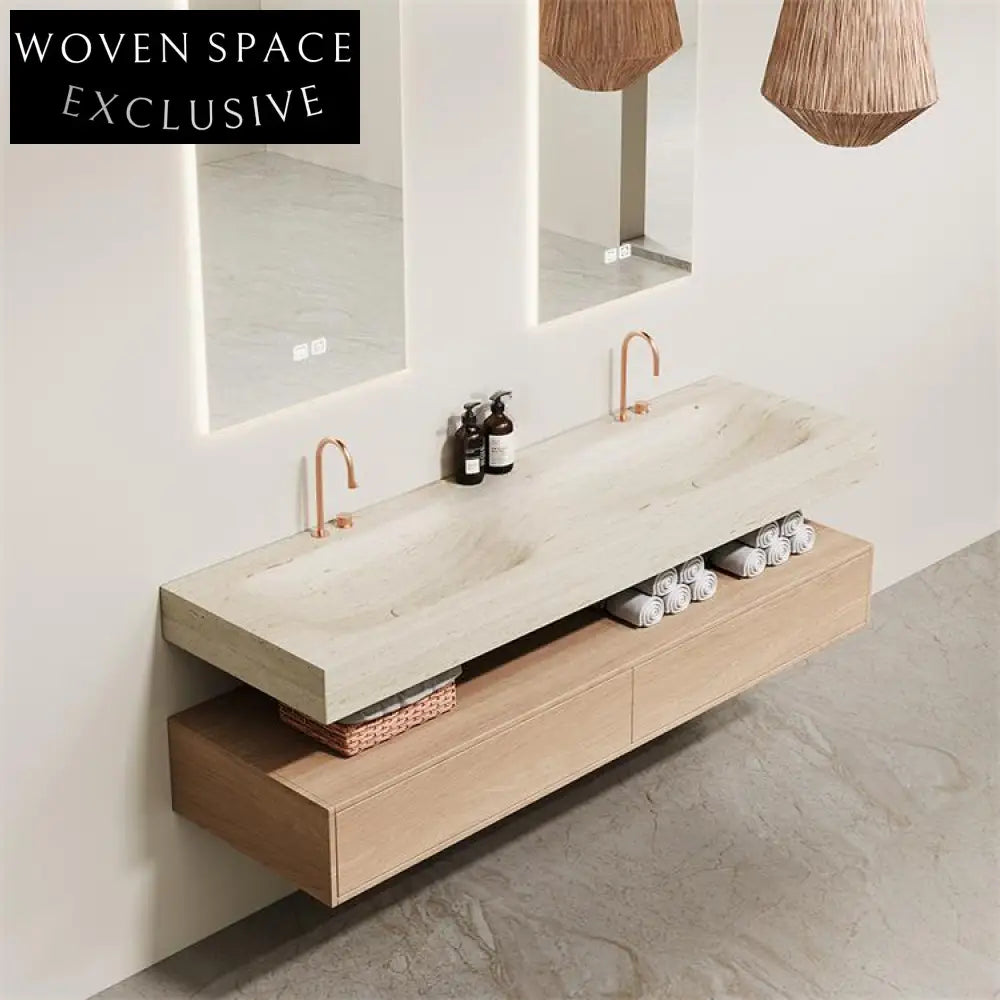 Azriel Kala Limestone Wall-Mounted Double Basin