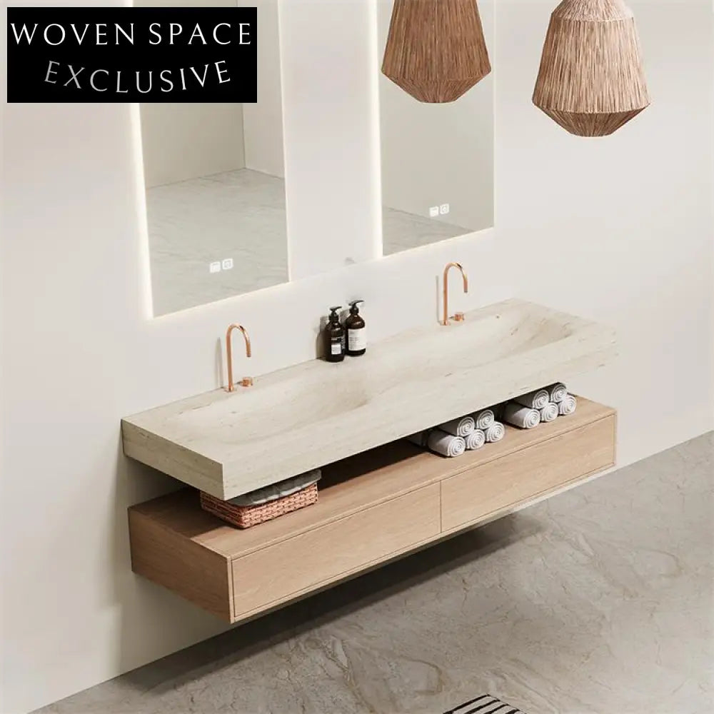 Azriel Kala Limestone Wall-Mounted Double Basin