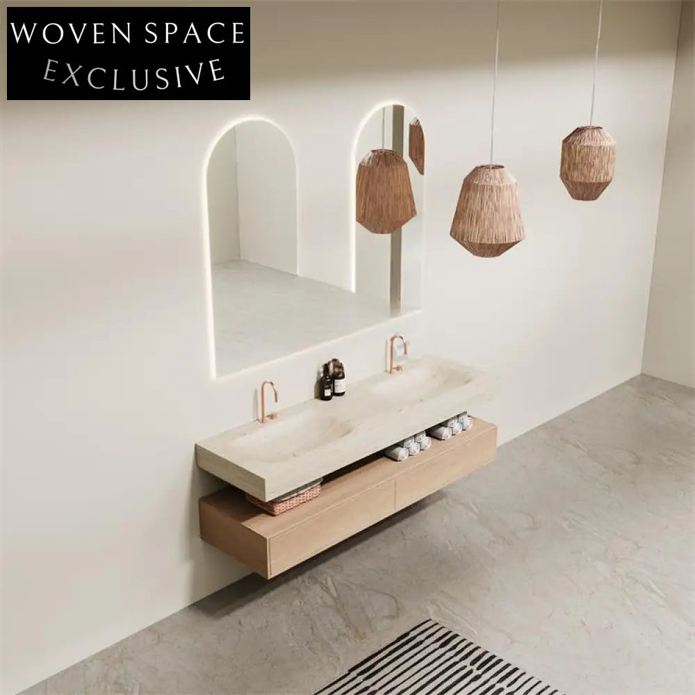 Azriel Kala Limestone Wall-Mounted Double Basin