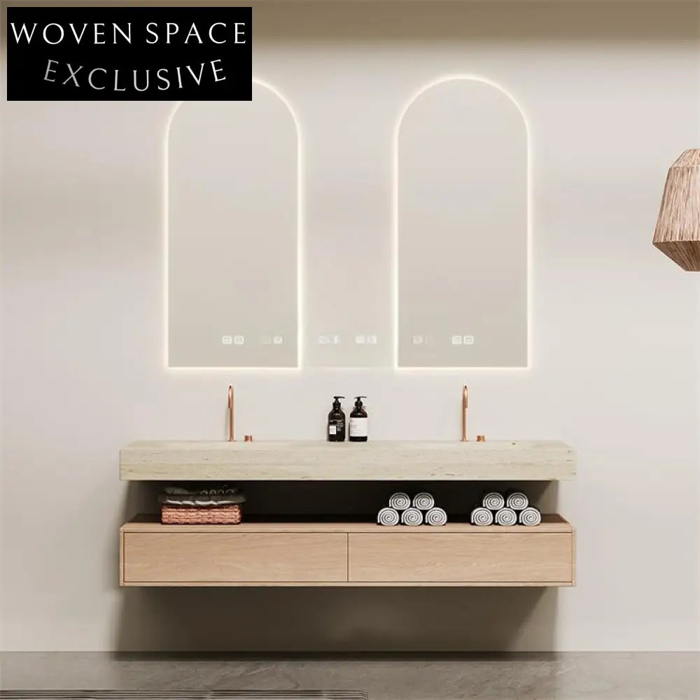 Azriel Kala Limestone Wall-Mounted Double Basin