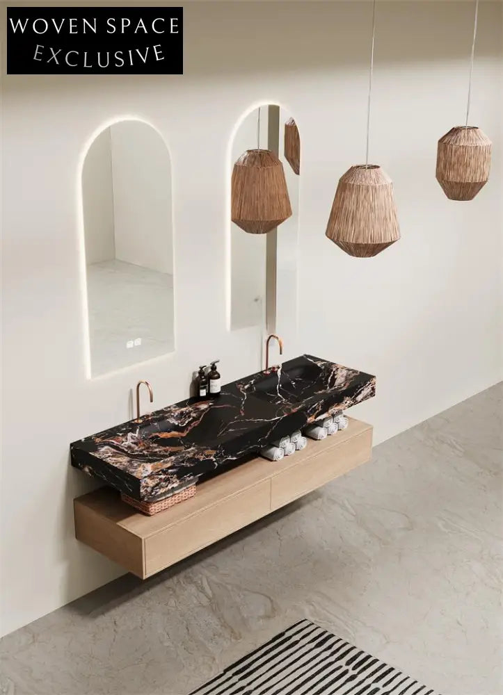 Azriel Kala Limestone Wall-Mounted Double Basin