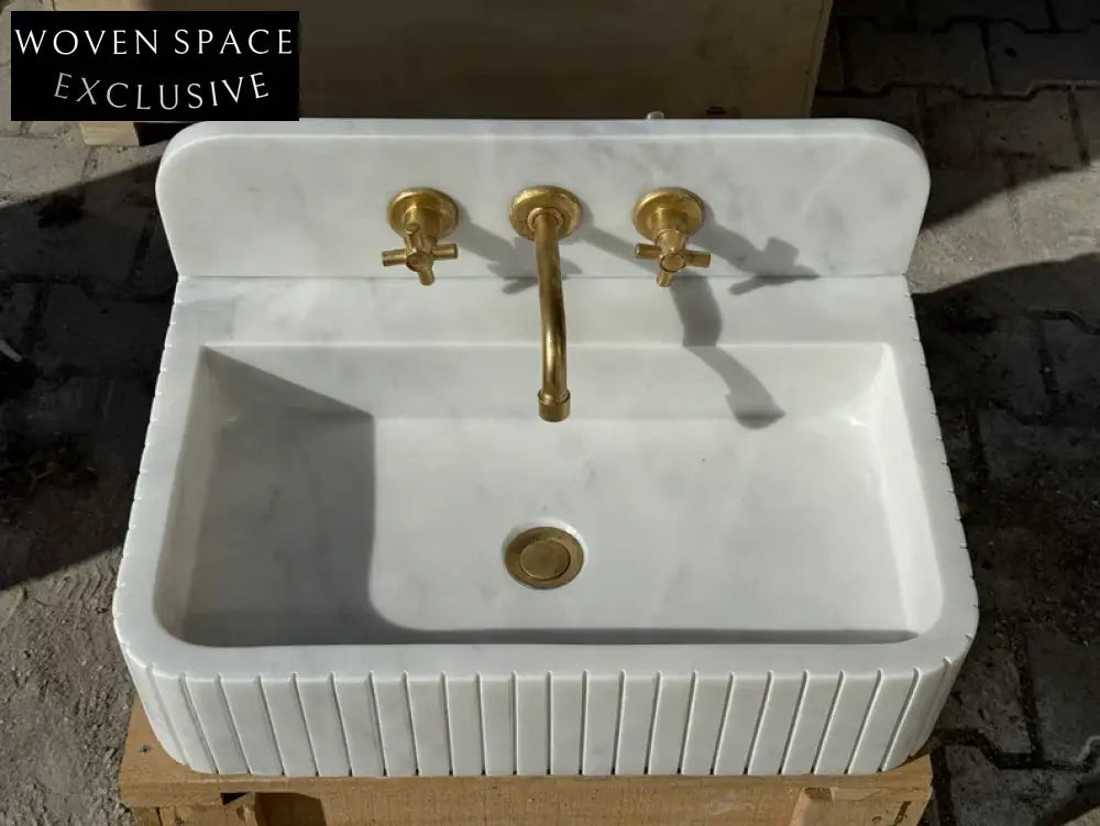 Barber Carrara Ribbed Marble Sink
