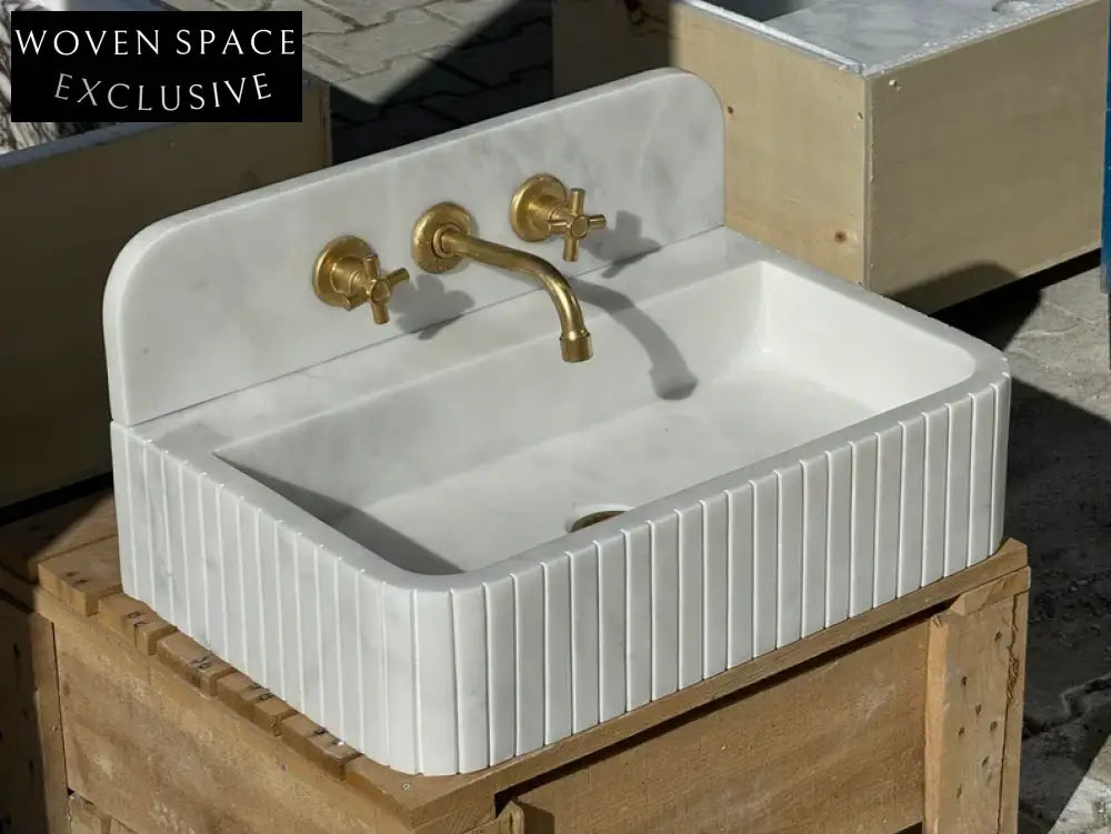 Barber Carrara Ribbed Marble Sink