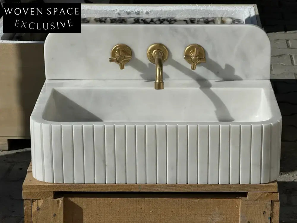 Barber Carrara Ribbed Marble Sink