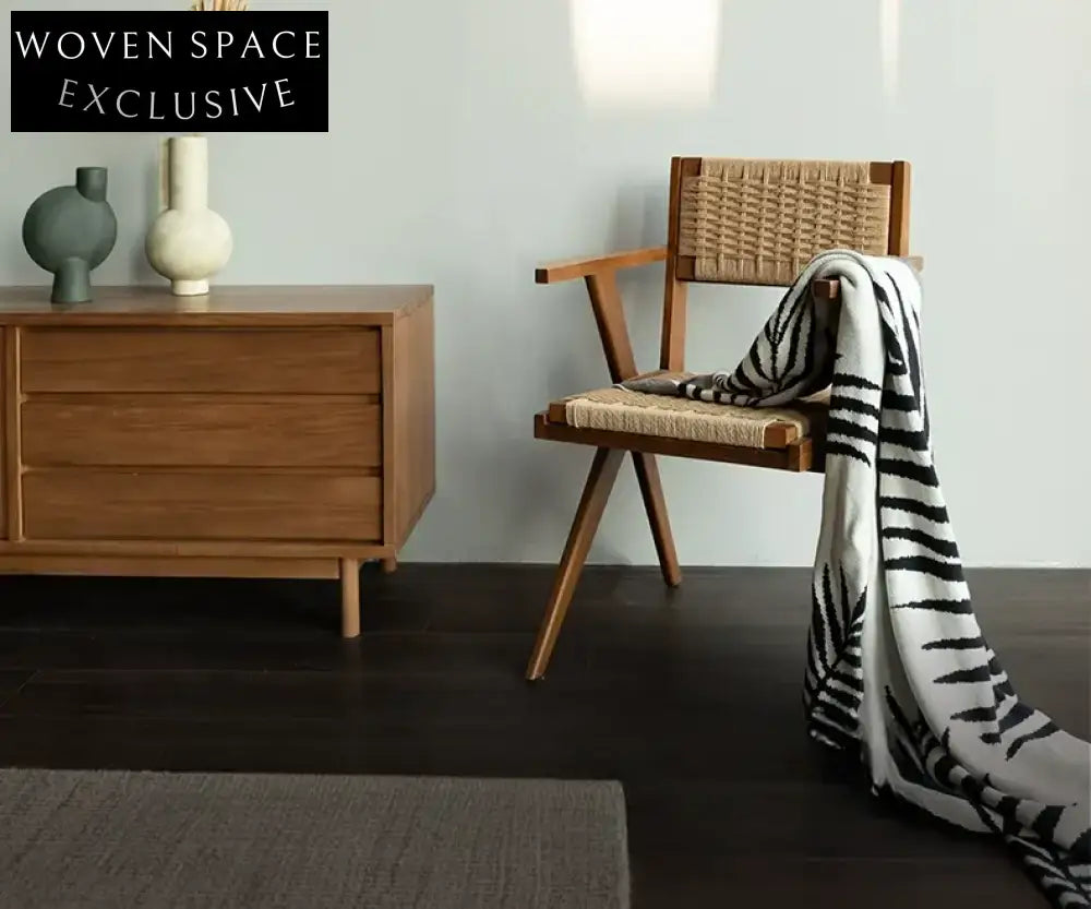 Bastien Retro Teak Solid Wood Dining Chair Paper Woven Chair / In Stock