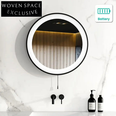 Battery Operated Black Framed Illuminated LED Bathroom Wall Mirror