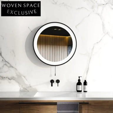 Battery Operated Black Framed Illuminated LED Bathroom Wall Mirror