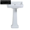 Beatrice Three-Hole Pedestal Basin Retro Style with 8-Inch Faucet 56cm medium single hole single column basin single