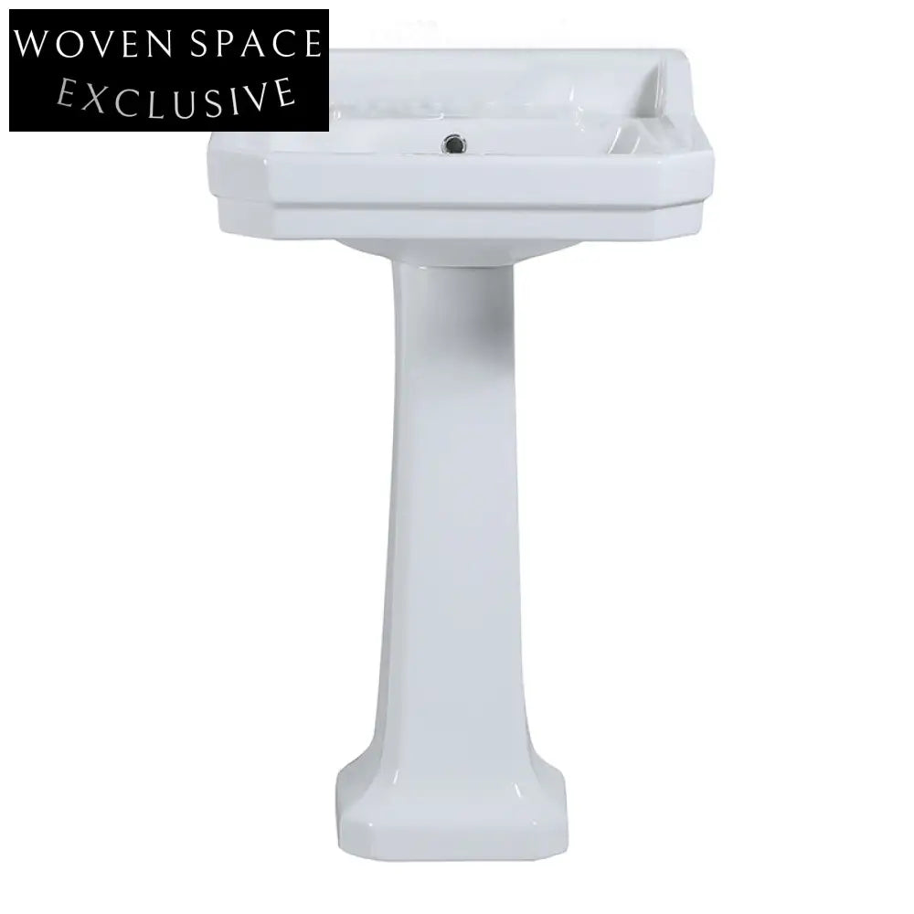 Beatrice Three-Hole Pedestal Basin Retro Style with 8-Inch Faucet 56cm medium single hole single column basin single