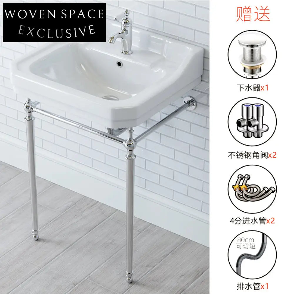 Beautiful retro floor-standing wash basin bracket gold bathroom balcony wash basin bathroom cabinet integrated ceramic