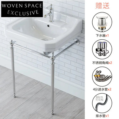 Beautiful retro floor-standing wash basin bracket gold bathroom balcony wash basin bathroom cabinet integrated ceramic