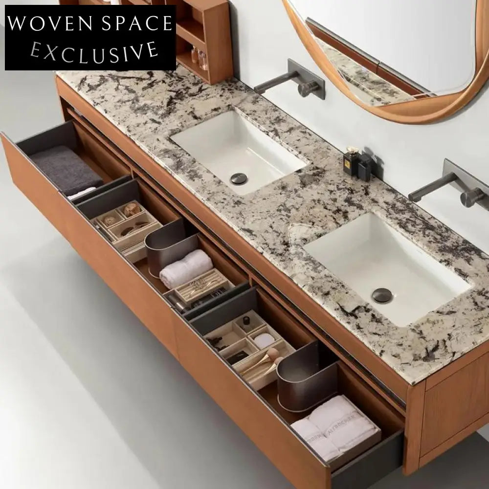 Benjamin Modern Solid Wood Bathroom Cabinet with Marble Basin