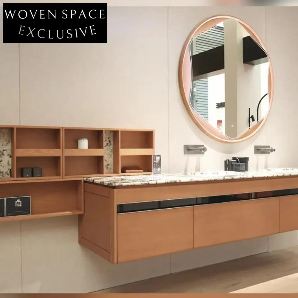 Benjamin Modern Solid Wood Bathroom Cabinet with Marble Basin