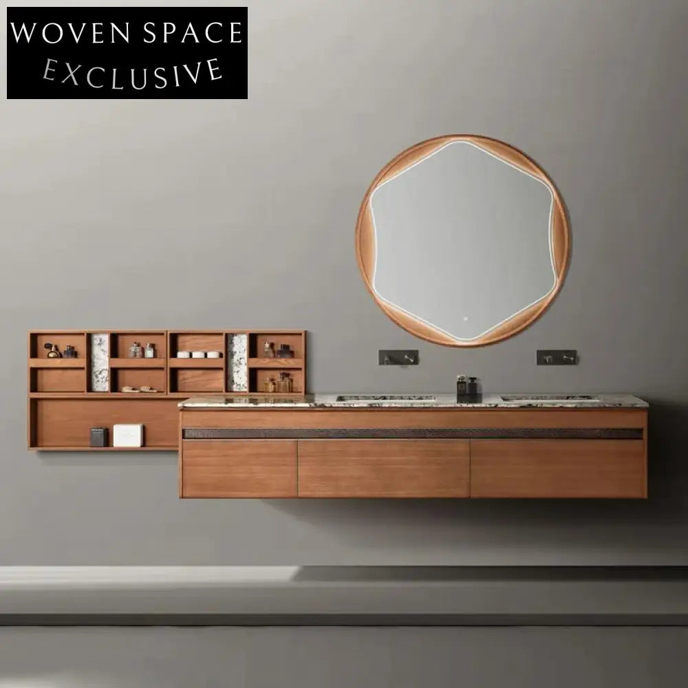 Benjamin Modern Solid Wood Bathroom Cabinet with Marble Basin