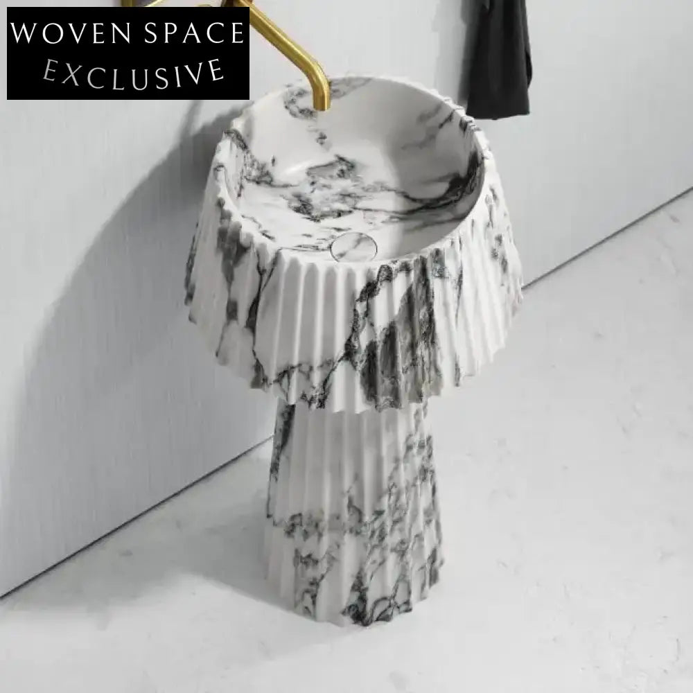 Best Price Calacatta Viola Marble Sink Pedestal Basin Wash Free Standing Bathroom Modern Marble Pedestal Sink