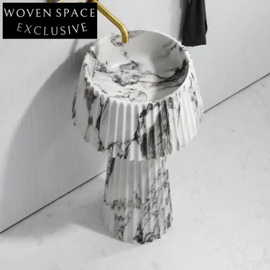 Best Price Calacatta Viola Marble Sink Pedestal Basin Wash Free Standing Bathroom Modern Marble Pedestal Sink