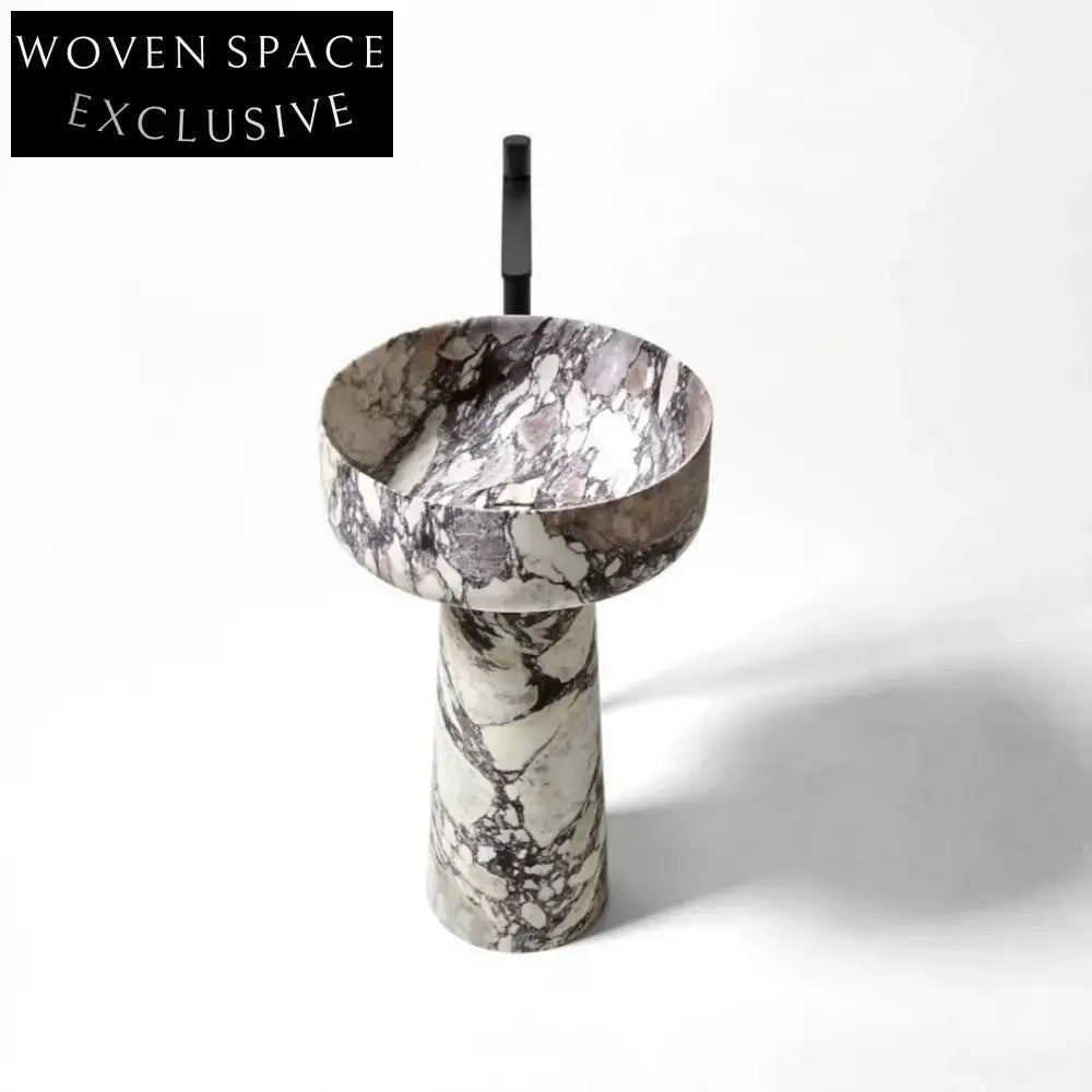 Best Price Calacatta Viola Marble Sink Pedestal Basin Wash Free Standing Bathroom Modern Marble Pedestal Sink