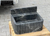 Bianca Black ribbed Bayat backsplash marble sink