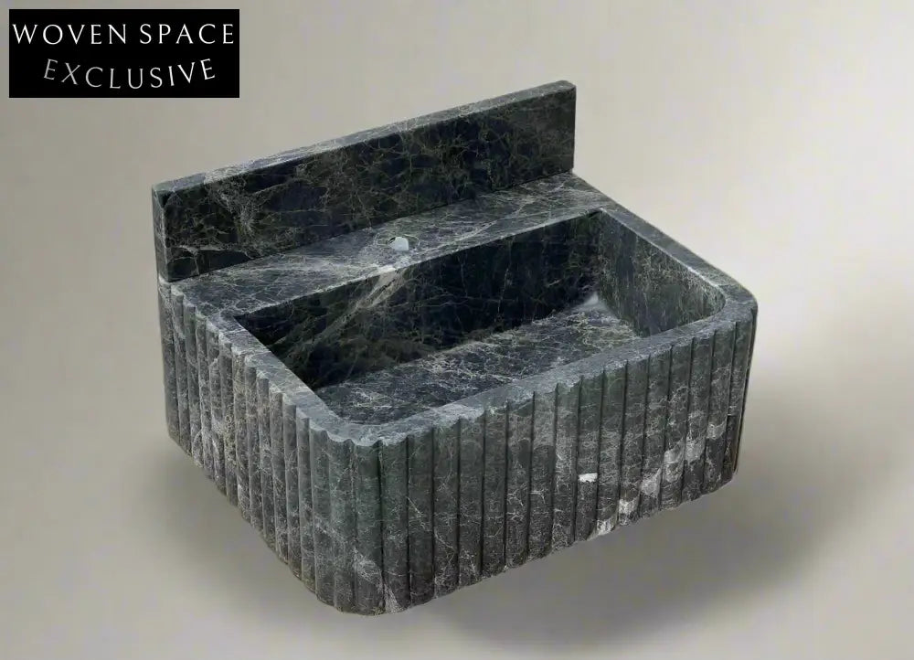 Bianca Black ribbed Bayat backsplash marble sink